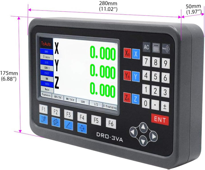3 Achsen DRO Digitalanzeige Set ToAuto Digitalanzeige mit 3 Axis Linear Massstab für CNC-Fräsen Elek