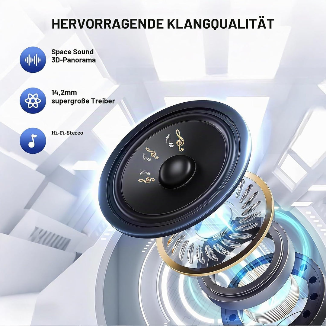 Open Ear Kopfhörer, Bluetooth 5.4 Kopfhörer Kabellos, IP55 wasserfeste Ohrhörer mit ENC Mikrofon, 30