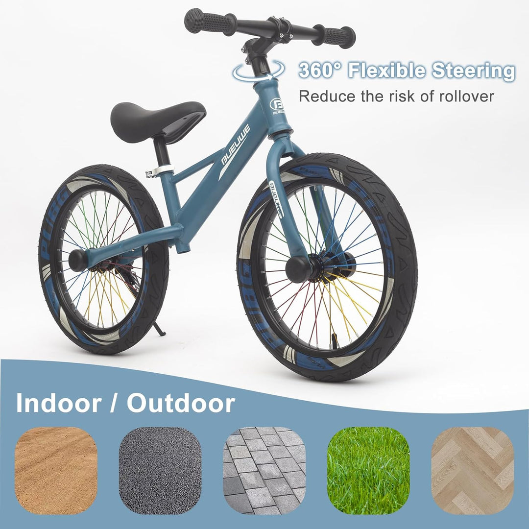 Bueuwe Kinder Laufrad 16 Zoll ab 4-7 Jahre für Mädchen und Junge, Kinderlaufrad mit Verstellbarem Sa