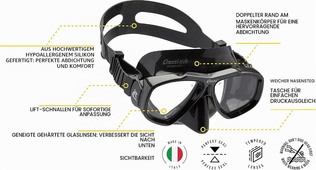 Cressi Focus - Schnorchelmaske, Einstellbar Schnorchelset Erwachsene, Taucherbrille Kinder und Tauch