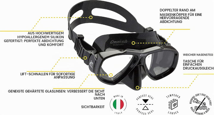 Cressi Focus - Schnorchelmaske, Einstellbar Schnorchelset Erwachsene, Taucherbrille Kinder und Tauch