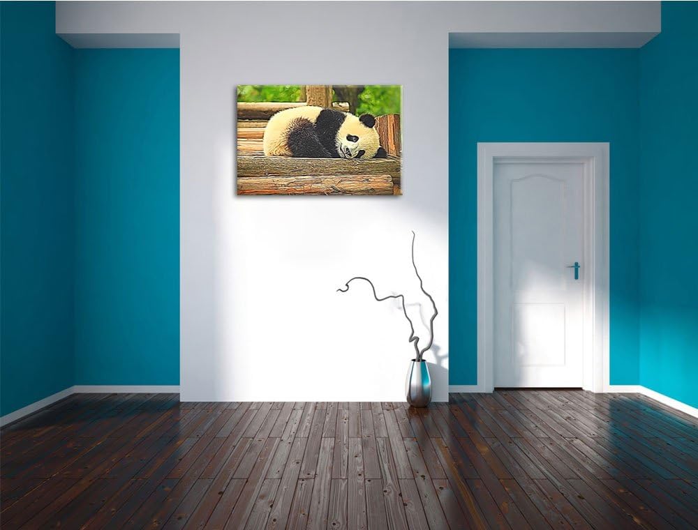 süsser kleiner Pandabär NewArt Format: 100x70 cm auf Leinwand, XXL riesige Bilder fertig gerahmt mit