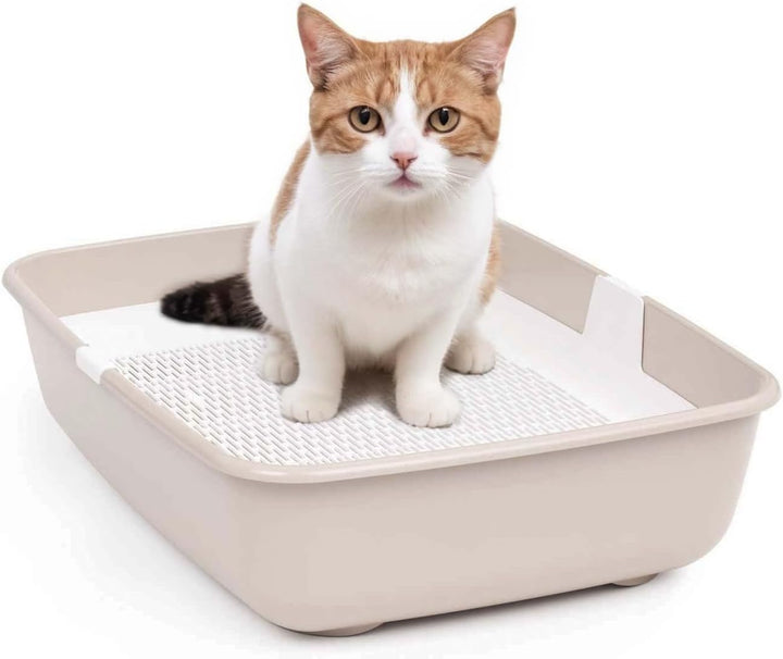 Schalentoilette Katzentoilette mit Reinigungssieb Katzenklo Gross Beige