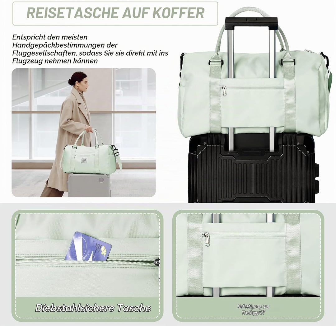 HYC00 Sport Duffel Bag Damen Herren Handgepäck Sporttasche mit Nassfach &amp; Schuhfach, Reisetasche Dam