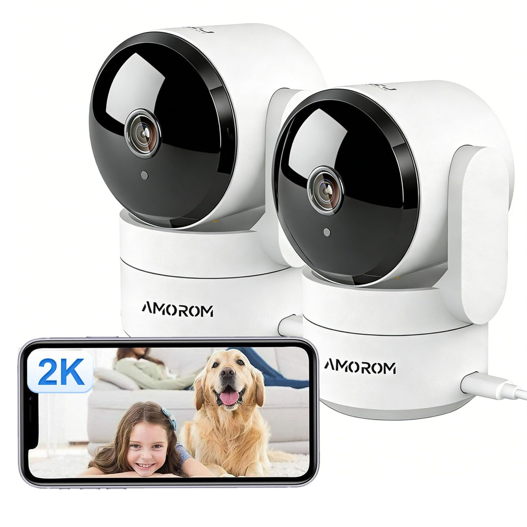 AMOROM WLAN Überwachungskamera Innen 360°, 2K KI-Kamera Überwachung mit Benutzerdefinierte Szenariow