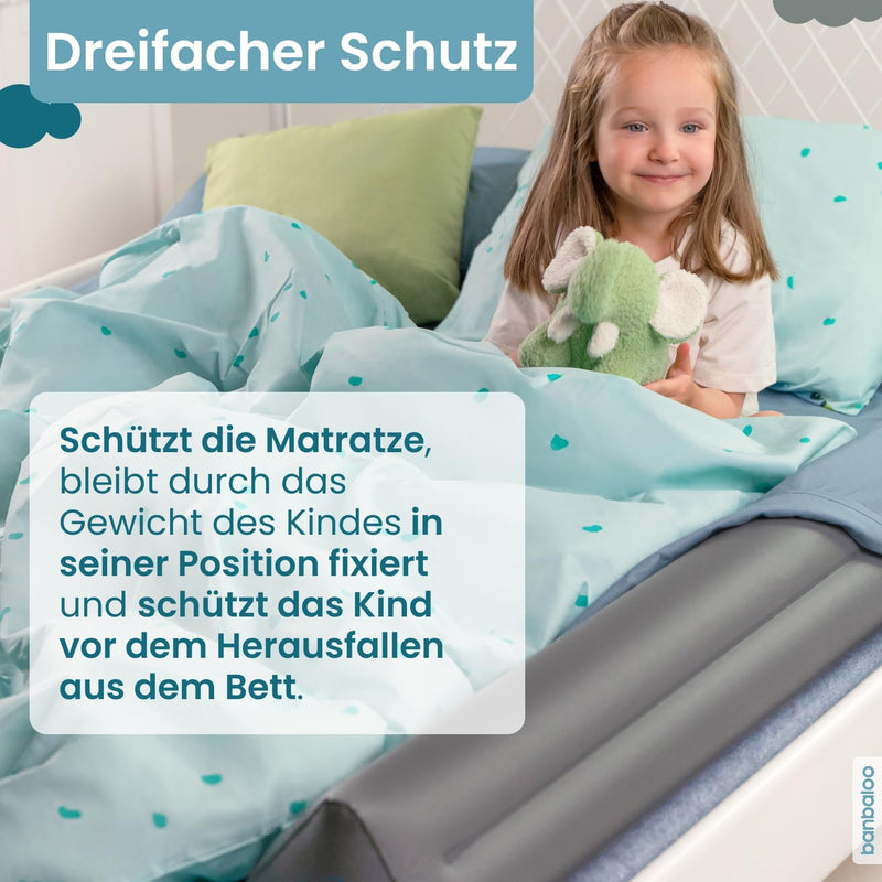 BANBALOO - 2er-Pack Aufblasbarer Rausfallschutz Bett Reise 130CM mit Pumpe & Tragetasche, Bettgitter