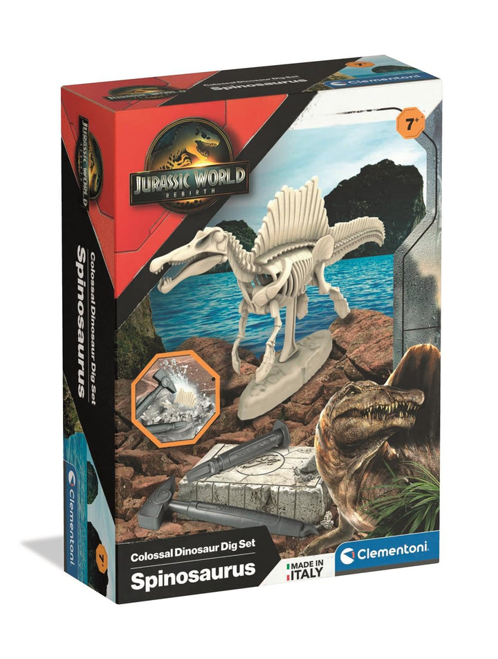 Clementoni Jurassic World Spinosaurus - Dinosaurier Ausgrabungsset | für Kinder mit Gipsblock &amp; Skel