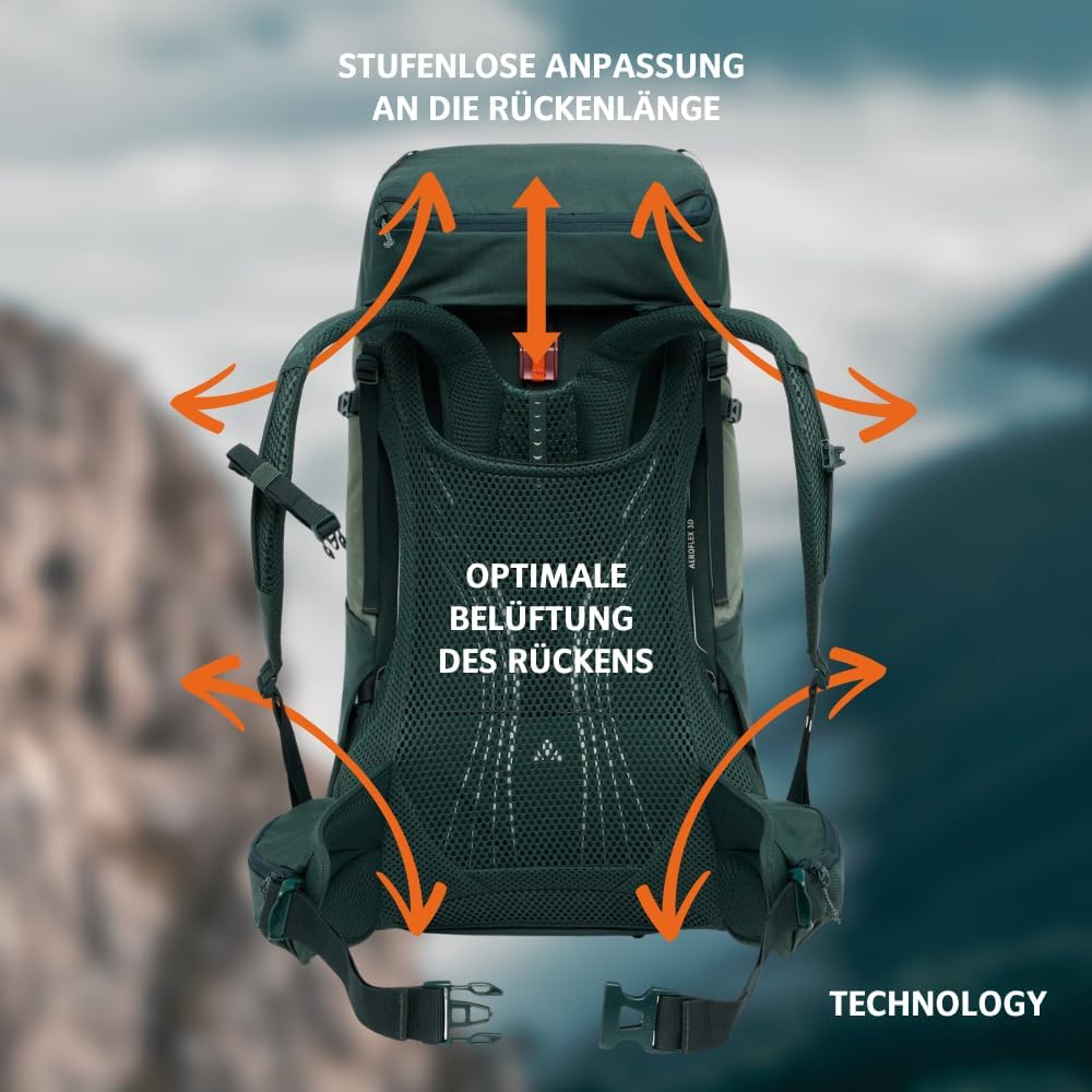 VAUDE Brenta 36+6 – Wanderrucksack fu?r Damen & Herren 42 Liter, Aeroflex 3D Belu?ftung & ErgoShape-