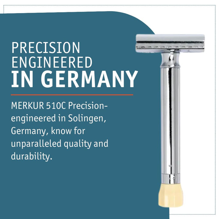 Merkur Rasierer verstellbar, Chrom-Griff, lang Silber, Silber