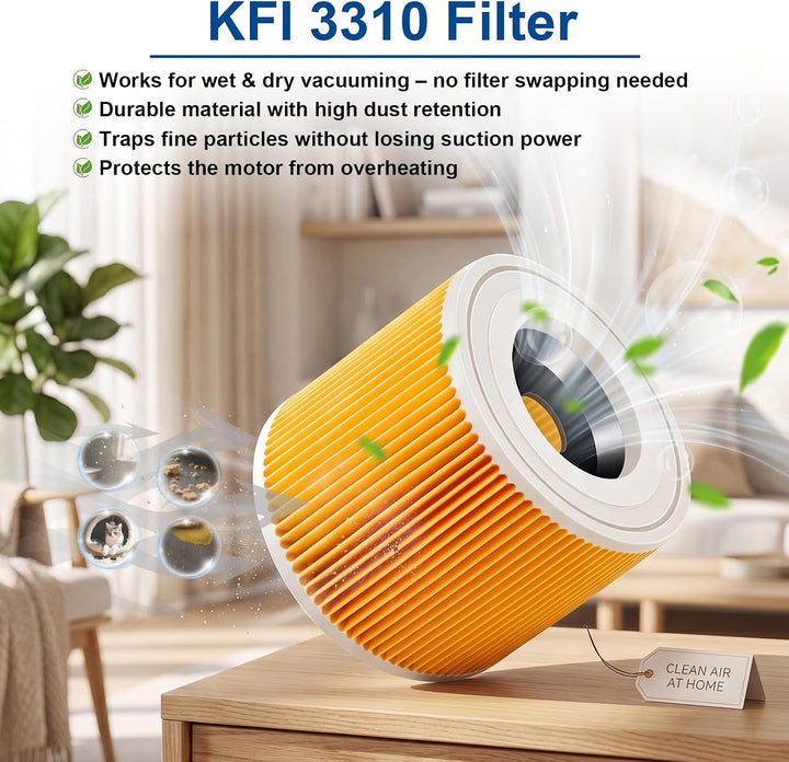 KFI 357 Staubsaugerbeutel + KFI 3310 Filter für Kärcher WD3 WD2/WD2 Plus