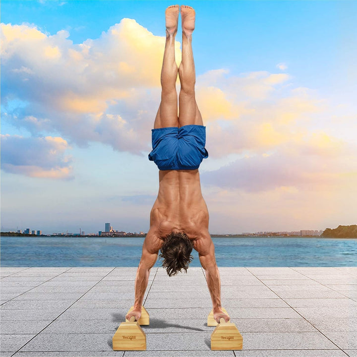 Yes4All Liegestützgriffe, Holz/Stahl Parallettes, Grosser Push Up Bar &amp; Dip Barren, Rutschfeste Lieg