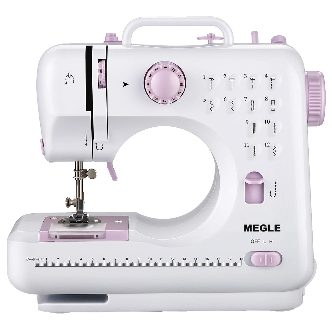 Nähmaschine für Anfänger, kleine Nähmaschine mit Fusspedal, Handbuch in 5 Sprachen, zwei Stromversor