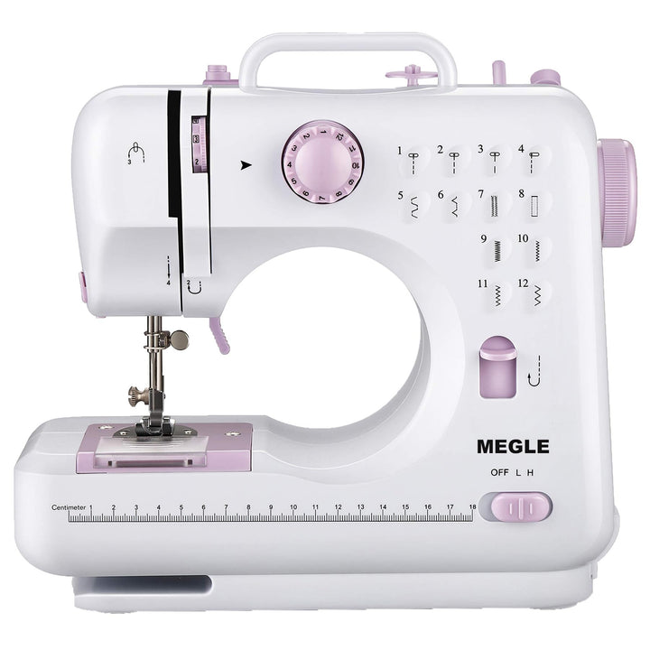 Nähmaschine für Anfänger, kleine Nähmaschine mit Fusspedal, Handbuch in 5 Sprachen, zwei Stromversor