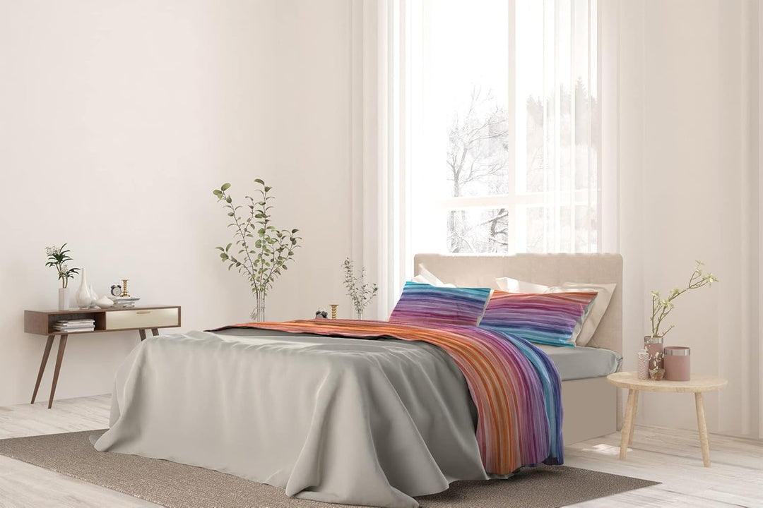 Fantasy Italian Bed Linen Bettwäsche, Rainbow, Doppelte, Mikrofaser, Regenbogen Rainbow Doppelte, Ra