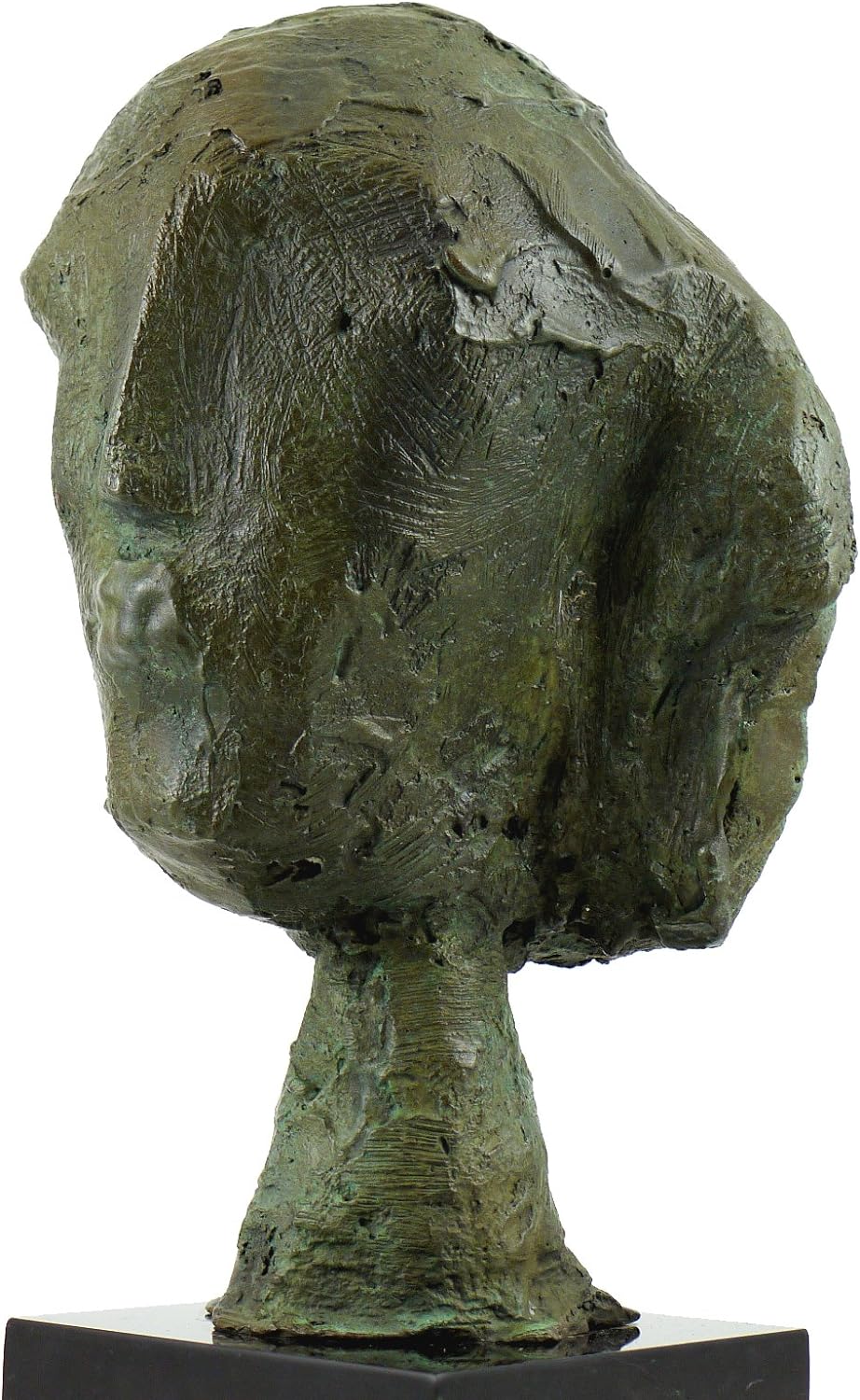 Abstrakte Bronzefigur/Bronzekopf auf Marmorsockel - nach Henry Moore - signiert - Moderne Kunst