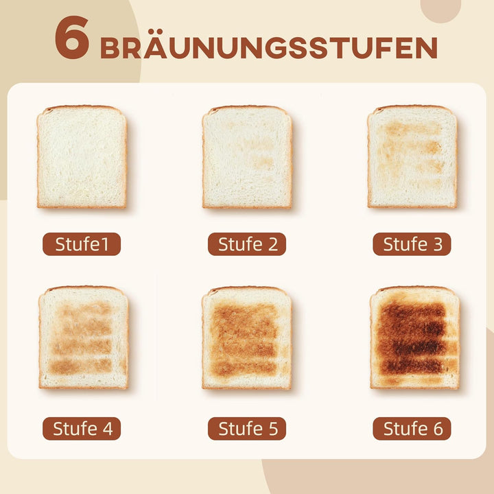 HOMCOM Wasserkocher Toaster Set 2200 W 1,7L Wasserkocher, 2 Scheiben Toaster, 6 Bräunungsstufen, Auf