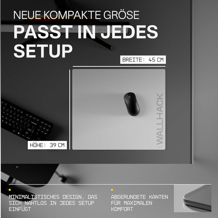 Wallhack SP-004A Glas Gaming Mauspad – 4. Gen mikrogeätzte Oberfläche, grosses Mauspad für Esports,