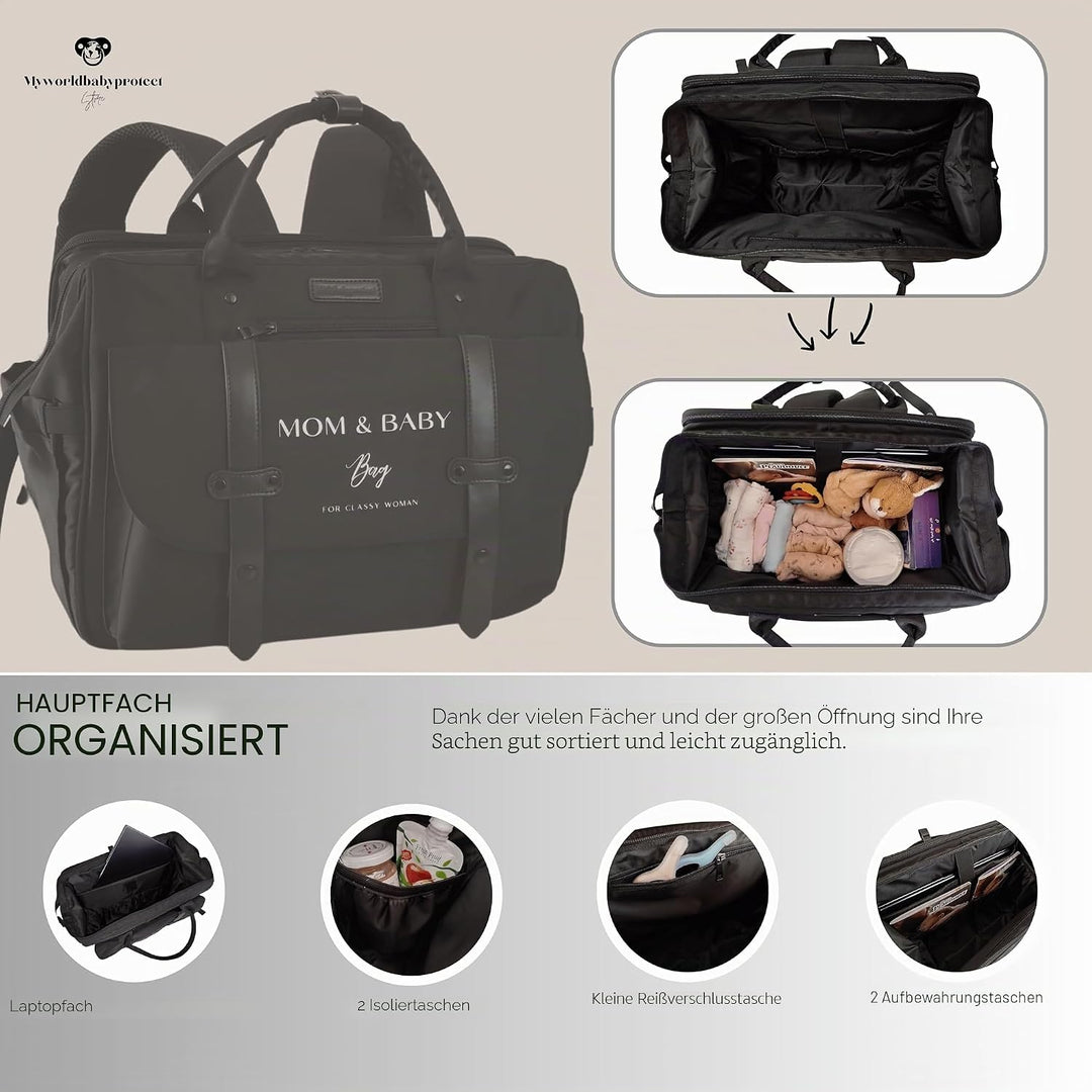 Wickelrucksack für Baby Mädchen &amp; Jungen, MOM&amp;BABY BAG Wickeltasche, Handtasche für Mama &amp; Baby, Was