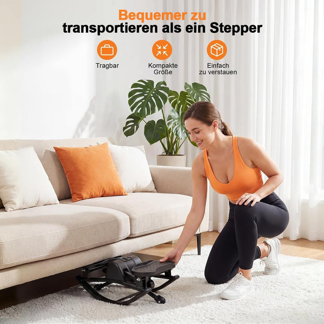 Rock Stepper für Zuhause mit 3D Bewegung | Seitlicher Schaukel Fitness Stepper, Widerstandsbändern&amp;A