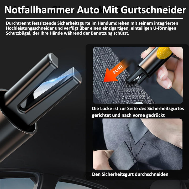 Sicherheitshammer mit Gurtschneider-Notfall mit Testglas-Notfallhammer Auto mit Upgrade Anti-Rutsch