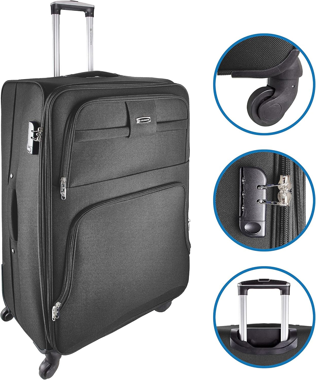 Goldhofer® Reisekoffer Set in 4 Grössen und 4 Farben (Schwarz), Schwarz