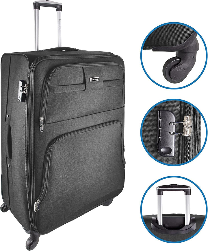 Goldhofer® Reisekoffer Set in 4 Grössen und 4 Farben (Schwarz), Schwarz