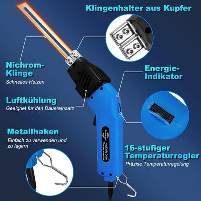 Komsepor 200W Styroporschneider Elektrische Heissmesser Schaumschneider mit 4 Nichrom Klingen 0-600℃