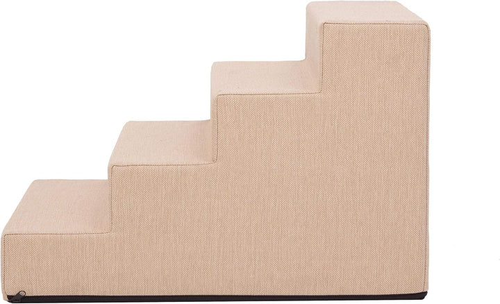 PillowPrim Tiertreppen Einganghilfe Kleinere Hunde Stufen Rampe Katzentreppe 4 Stufen Gross Beige Hö