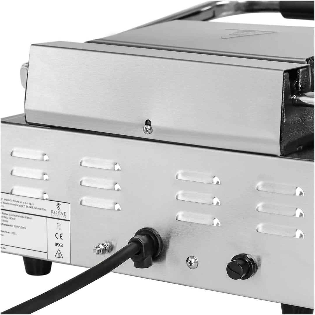 Royal Catering RCPKG-1800-M Kontaktgrill geriffelt + glatt 1.800 W Elektrogrill Elektrogriller Grill