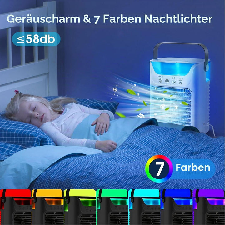 Tragbare Klimaanlagen, Luftkühler Luftbefeuchter mit Wassertank und Kaltnebel, Kühlventilator Unters