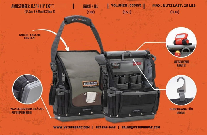 Veto Pro Pac TP-XL Werkzeugtasche (Original) Schwarz, Grau, Schwarz, Grau