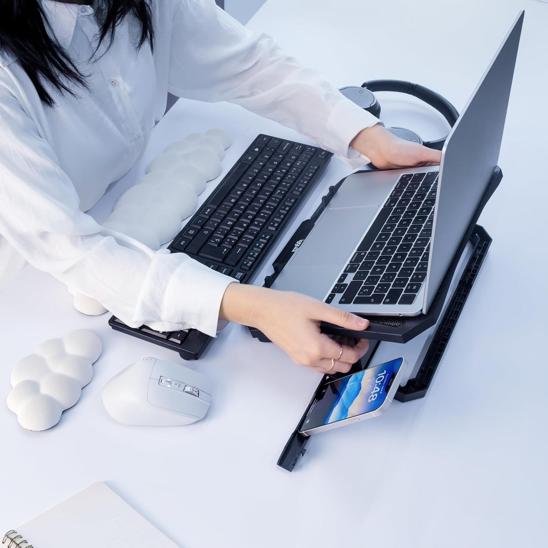 iggual Laptop-Ständer bis 43,2 cm (17 Zoll), mit 8 Neigungswinkeln, ergonomisch, faltbar, mit Handyh