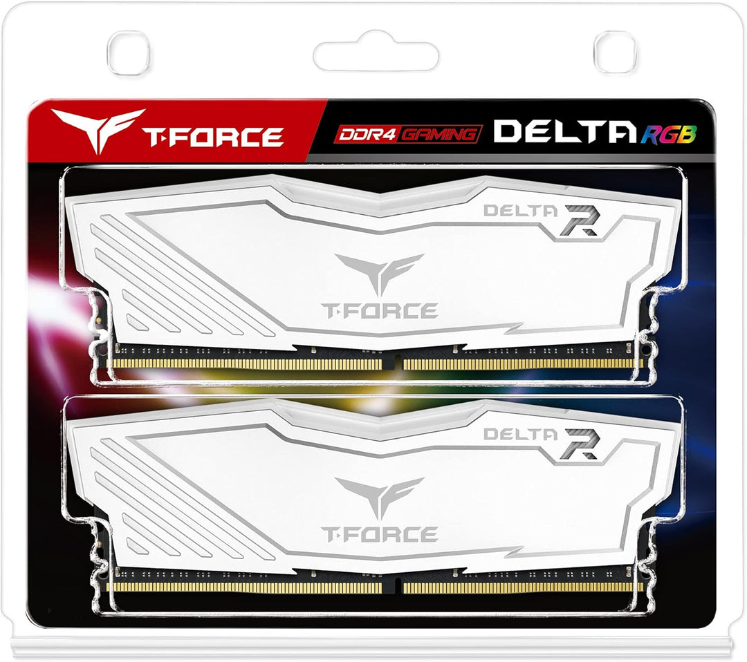 TEAMGROUP Team T-Force Delta RGB DDR4 Gaming Memory, 2 x 16 GB, 3200 MHz, 288 Pin DIMM, White 32GB (