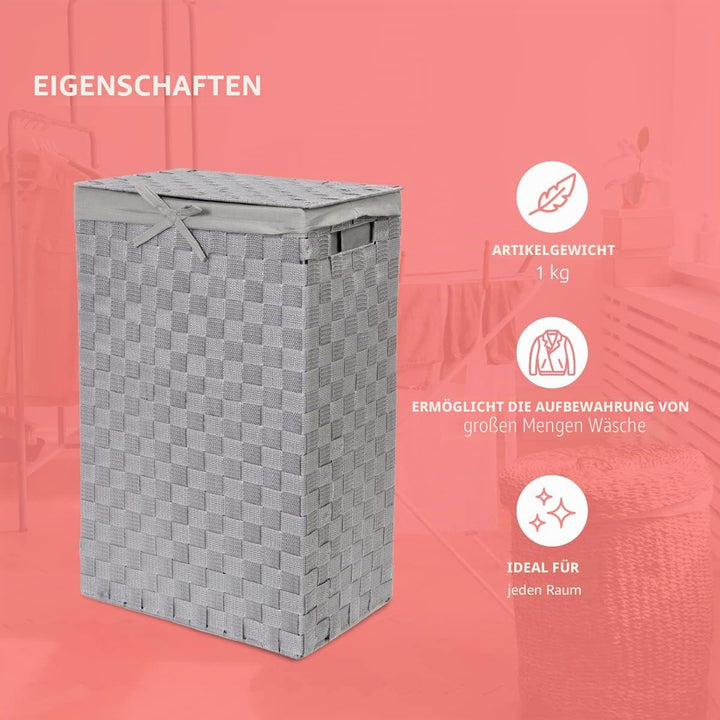 Compactor Wäschekorb Grau 25 x 38 x H.60 cm Praktisch,Elegant Grau, Praktisch,Elegant Grau