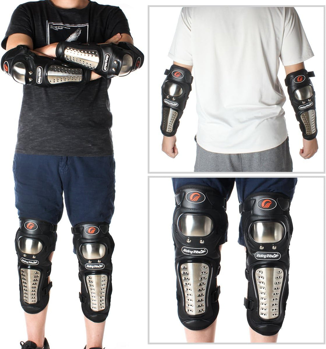 GES 4 STÜCKE Motorrad &amp; Fahrrad Erwachsene legierung Stahl ATV Motocross Ellenbogen Knie Schienbeins