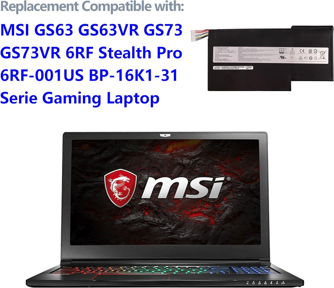 Swark Laptop Akku BTY-M6J BTY-U6J Kompatibel mit MSI GS63 GS63VR GS73 GS73VR 6RF Stealth Pro 6RF-001