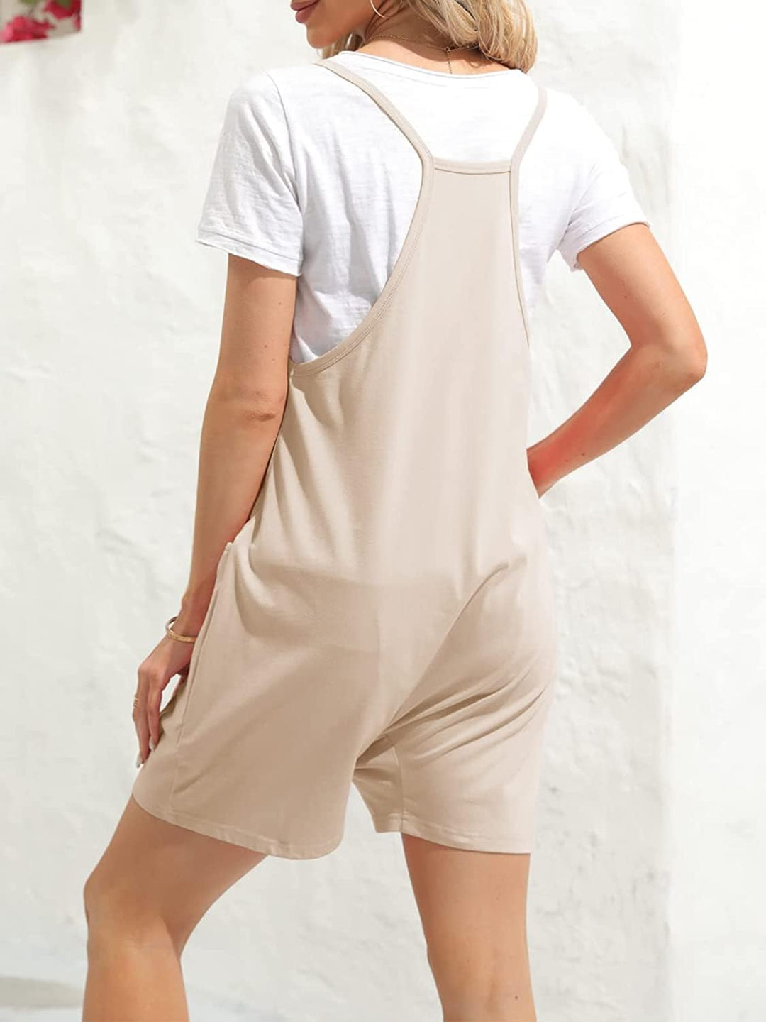 Ebifin Damen Latzhose Kurz Arbeitshose Sommer Lose Overall Jumpsuit Ärmelloser Latzhosen mit Grosse