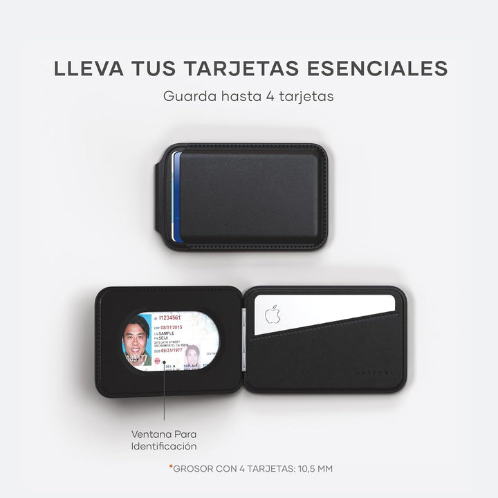 SATECHI Magsafe Wallet und Double Flap Stand mit Magnetfunktion, iPhone Wallet mit 4 Kartenfächern,