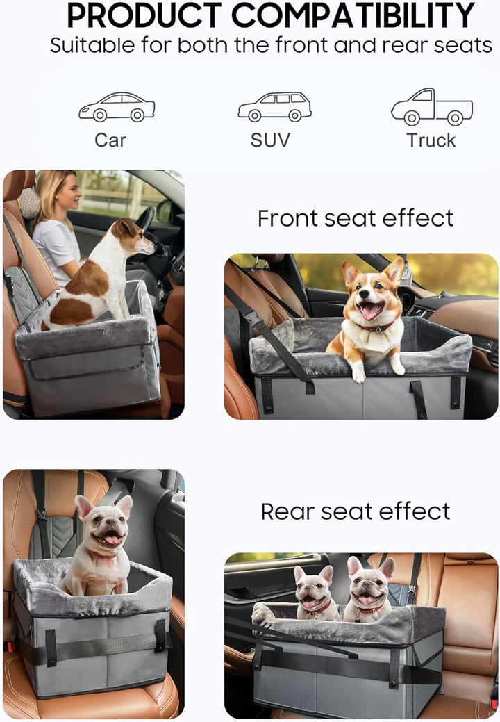 Tragbar Auto Hundesitz für Kleine Hunde Faltbarer Hunde Autositz für Vorder Rückbank,Hundekorb mit V