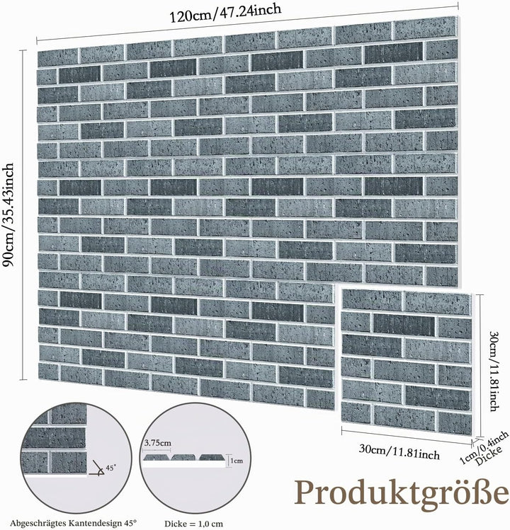 JBER Akustikpaneele, selbstklebend, Ziegelschallschutzplatten, hochdichte Akustikwandpaneele für Auf