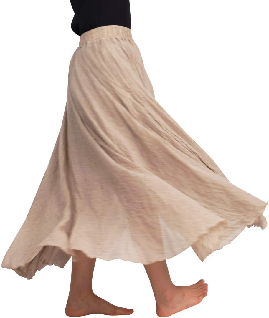 FEOYA Baumwolle Leinen Maxirock Boho Sommer Rock Double Layer Elastische Taille Faltenrock Frauen Ei
