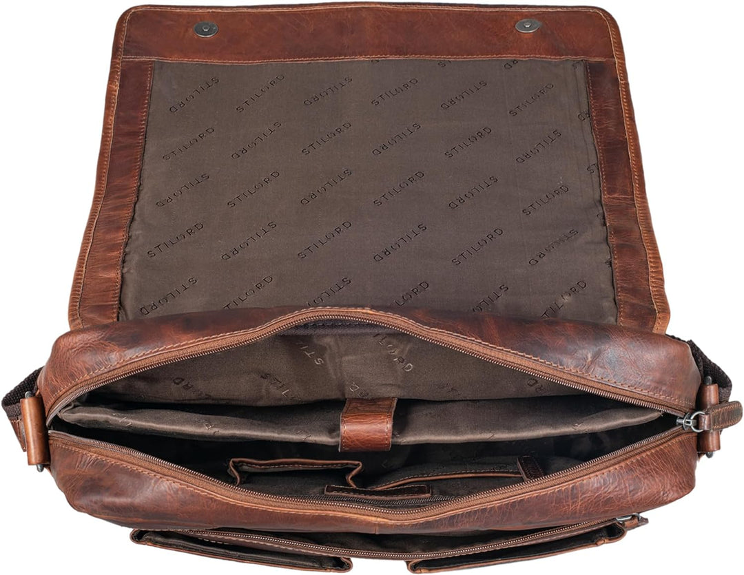 STILORD 'Curtis' Umhängetasche Leder als Messenger Bag oder Aktentasche Vintage Laptoptasche 15,6 Zo