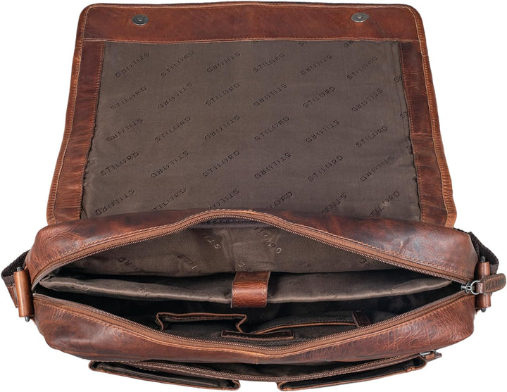 STILORD 'Curtis' Umhängetasche Leder als Messenger Bag oder Aktentasche Vintage Laptoptasche 15,6 Zo