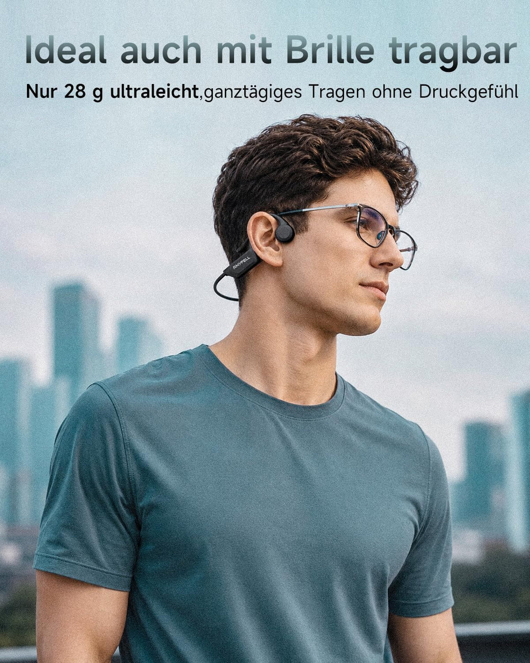 Knochenschall Kopfhörer, Open Ear Bluetooth 6.0 Sportkopfhörer, 8 Std Spielzeit, 28g Ultraleicht, US