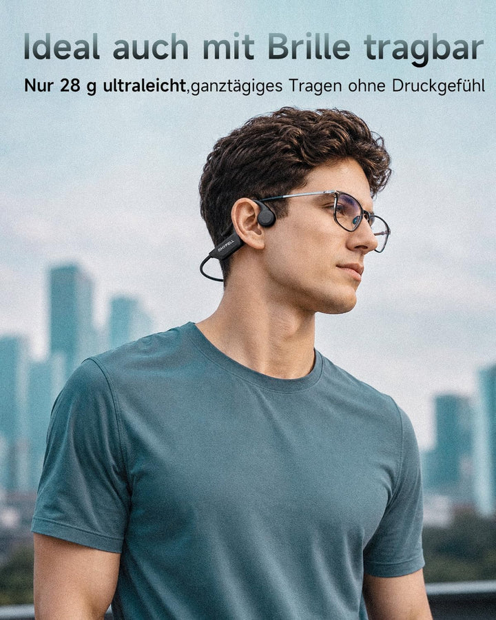 Knochenschall Kopfhörer, Open Ear Bluetooth 6.0 Sportkopfhörer, 8 Std Spielzeit, 28g Ultraleicht, US
