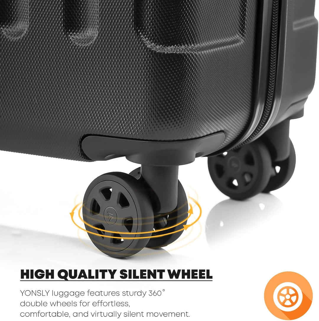Koffer Suitcase M Schwarz, Trolley Reisekoffer, Rollkoffer Handgepäck, Kabinenkoffer mit 4 Rollen 36
