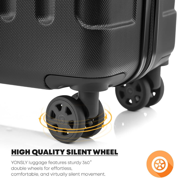 Koffer Suitcase M Schwarz, Trolley Reisekoffer, Rollkoffer Handgepäck, Kabinenkoffer mit 4 Rollen 36