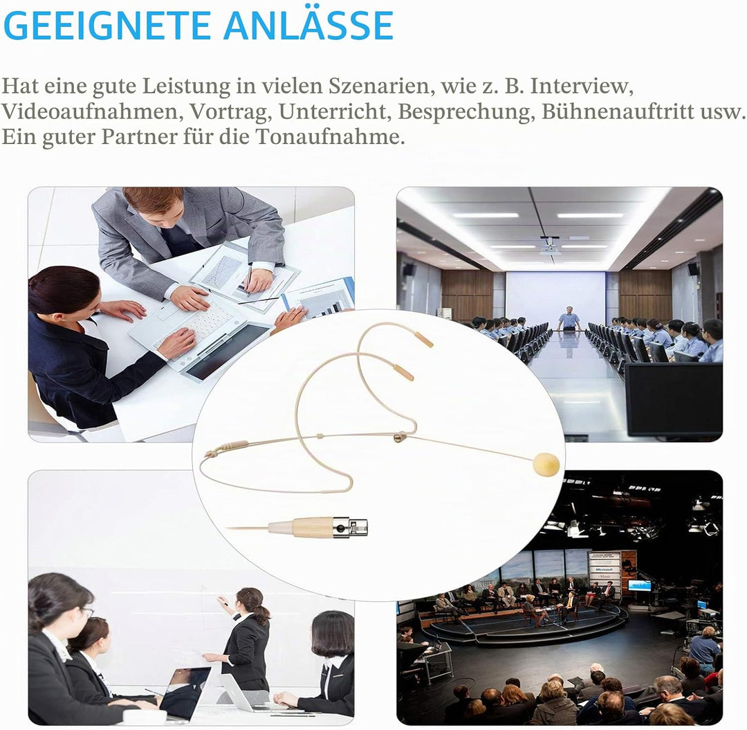 Headset Mikrofon Professionelles Ohrhörer-Kondensatormikrofon zum Über-Ohr-Hängen, Kompatibel mit AK