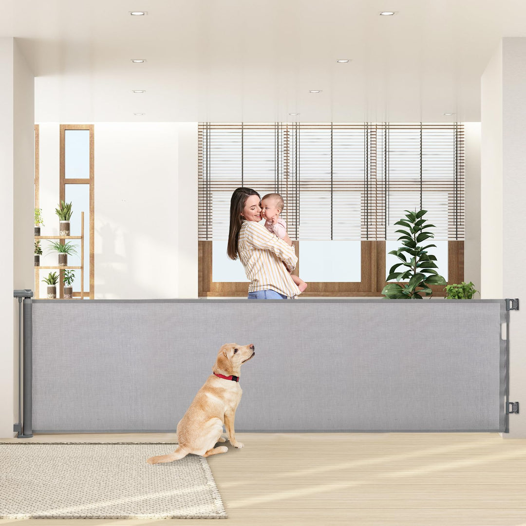 HollyHOME Treppenschutzgitter Ausziehbar 0-300cm,Türschutzgitter Extra Breit, Einhandbedienung, Sich