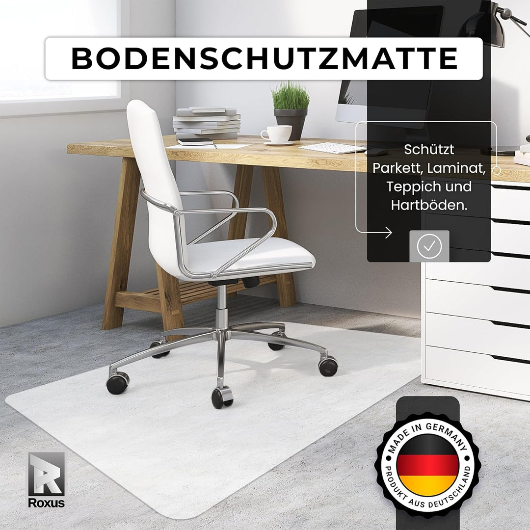 Roxus® Bodenschutzmatte Bürostuhl Verschiedene Grössen (118x118cm, milchweiss) - Bürostuhl-Unterlage